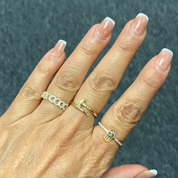 New 14K yellow Gold CZ Cuban Band - Picture 4 of 12